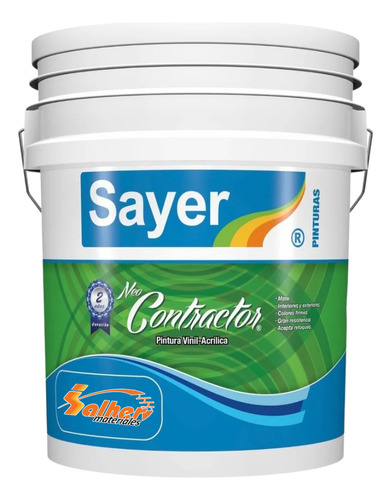 Pintura Vinilica Acrilica Sayer Contractor Mate 19 L Azul Caribe