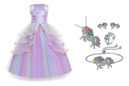 Vestido Largo De Fiesta Para Niña, Disfraz De Unicornio, Des