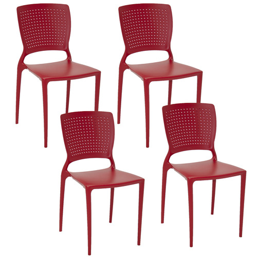 Conjunto Com 4 Cadeiras Tramontina Safira Summa Vermelha