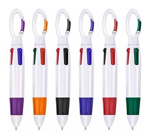 6 Bolígrafos Retráctiles De 4 Colores Neón En Un Bol...