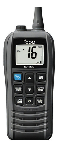 Transceptor marino portátil Icom iC-m37, bandas de frecuencia VHF de 6 W, color negro