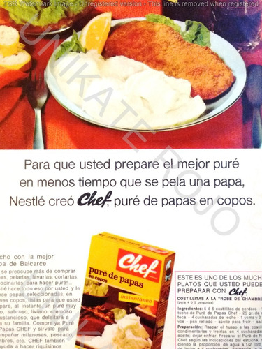 Antigua Publicidad Clipping Puré Papas Chef Nestlé Año 1967