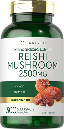 Hongo Reishi 2500mg (300 Cápsulas) Carlyle Hecho En Usa