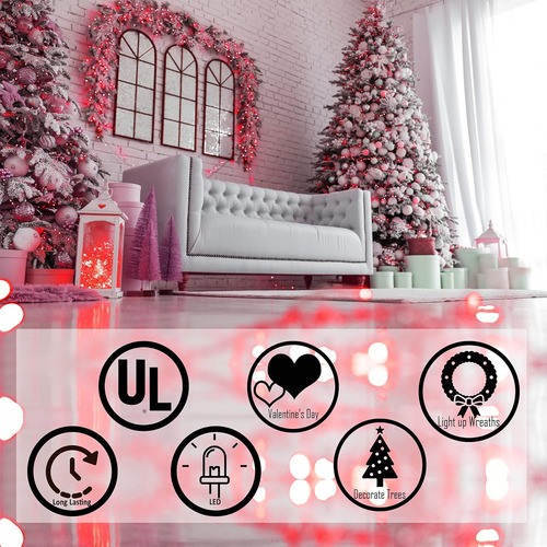 Juego 100 Luces Led Rojas De Navidad - 26.9 Pies
