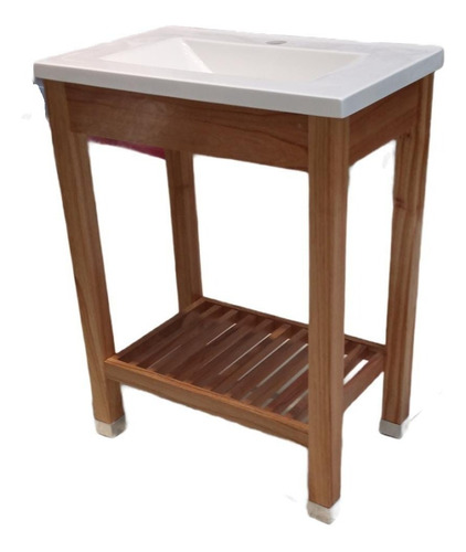 Imagen 1 de 8 de Vanitory 62 X 38 Cm Con Estante Deck Paraiso Y Bacha Blanca