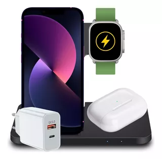 Dock Carregador Indução Para iPhone 8 Xr 11 12 13 14 + Fonte