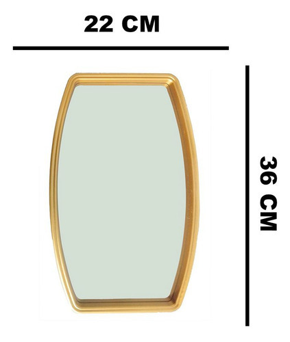 Espelho Decorativo Retangular Com Moldura Dourada 20,5x38 Cm