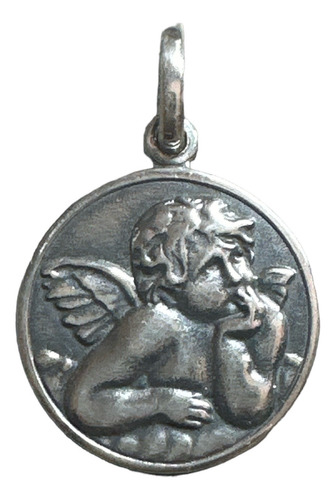 Medalla Angelito Pensador De Rafael, Plata 925. 2,2cm. Tuset