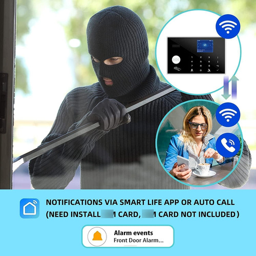Sistema De Alarma Wifi Gsm Marca Tuya Modelo Smart Life Negro