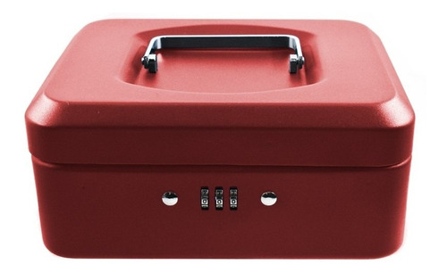 Caja Chica Seguridad Metal Con Combinación Gris Ante Color Rojo