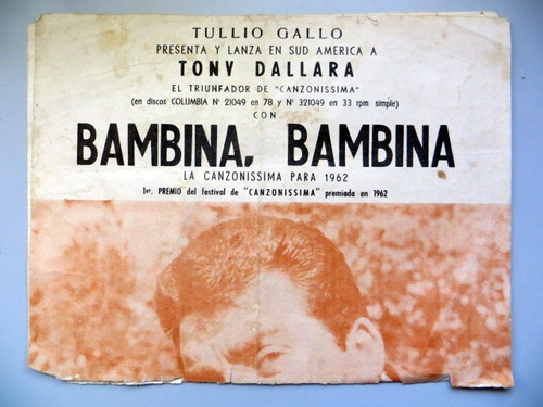 Bambina Bambina Partitura Dallara Y Mogol + Libano 1962