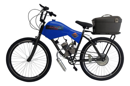 Bicicleta Motorizada 80cc Carenada Cargo Rocket Cor Azul Safira