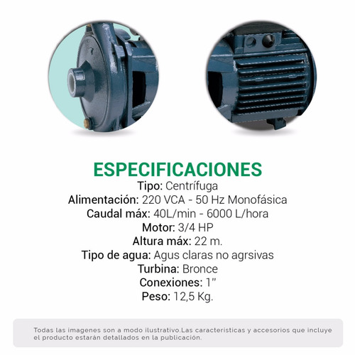 Bomba Centrifuga G2764ar Gamma 3/4hp 85lts Turb Bronce C