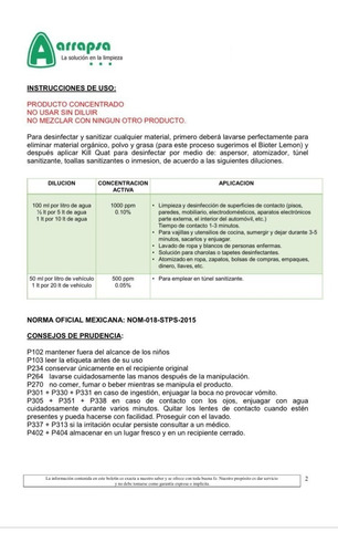 Desinfectante A Base De Cuaternarios De Amonio *** 4 Litros