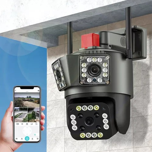 Cámara Domo Triple Visor Wifi Inalámbrica Full Hd 360° Luo Negro