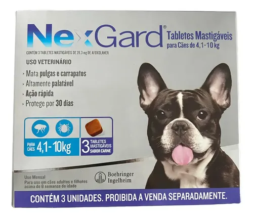 Nexgard Antipulgas E Carrapatos 4kg A 10kg - 3 comprimidos