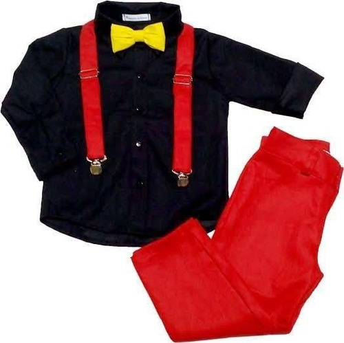 Calça Sarja Com Suspensório Infantil Roupa Social Menino 1a4