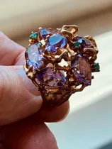 Comprar Anillo Abierto Oro 14k Con Amatistas Y Esmeraldas