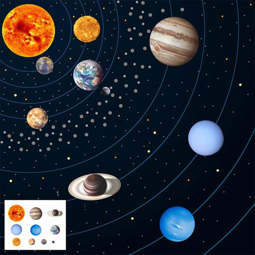 Calcomanías Luminosas Para Pared, 9 Piezas Planetas S