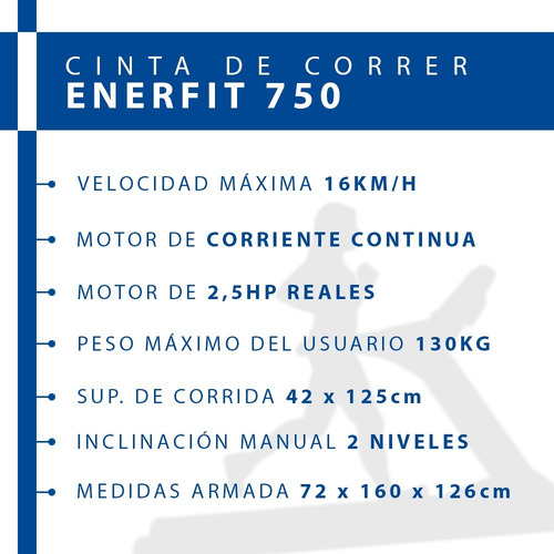 Imagen 2 de 7 de Cinta Correr Caminar Enerfit 750- 16 Km Caminadora Electrica