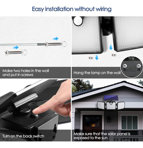 3 Luzes De Parede Com Sensor De Movimento Principal Para