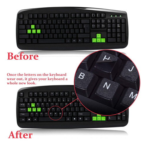 2 Pegatinas Para Teclado En Inglés, Pegatina De Repuesto Par