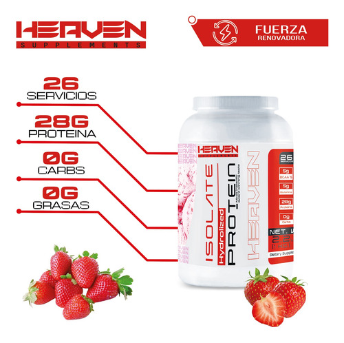 Proteína Hidrolizada Heaven 1kg Varios Sabores Fresa