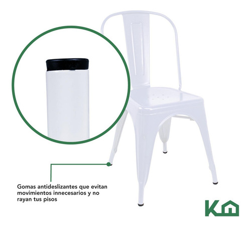 Silla Tolix 2 Piezas Acero Galvanizado Comedor Restaurante Para Exterior Color Blanco Kingshouse