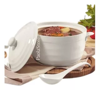 Cacerola De Porcelana 2.0 Litros Con Tapa, Cucharon Azzorti