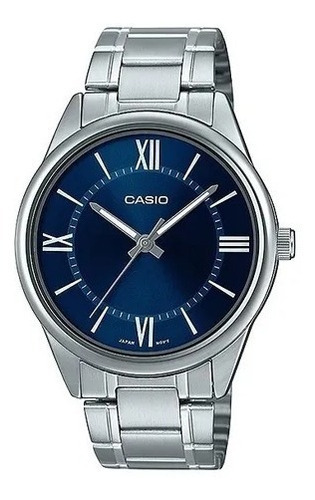 Reloj Casio Mtpv005d-2b5udf Cuarzo Hombre Color de la correa Plateado Color del bisel Plateado Color del fondo Azul