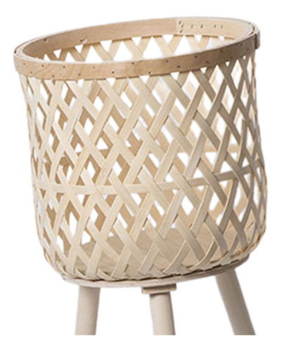 // Macetero De Suelo Con Cesta De Ratán, Beige 61x27,5cm