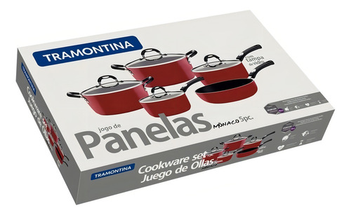 Juego de Utensilios de Cocina Antiadherentes Rojo de 5 Piezas Tramontina Monaco
