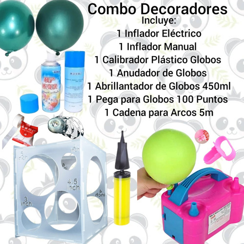 Inflador Eléctrico Globos + Calibrador + Abrillantador Globo