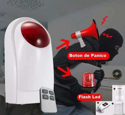 Alarma Boton De Panico + Sensor Movimiento + Sensor Puerta V