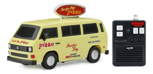 Stranger Things Pizza Van Camioneta Control Remoto 1:20 Color Amarillo Personaje Surfer Boy Pizza Van