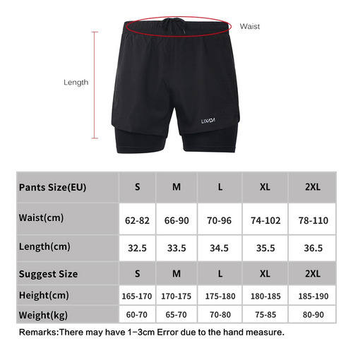 Lixada - Pantalones Cortos Para Correr 2 En 1 (secado Rápido