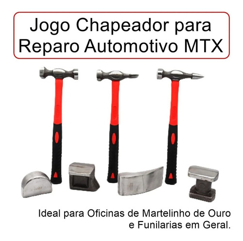 Jogo Martelo Tasso Funileiro Chapedor Oficina 7pç Mtx