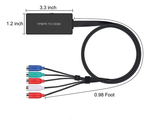 Dingsun Componente A Hdmi Convertidor, Ypbpr/rgb+r/l A...