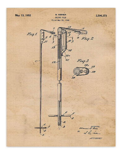 Impresiones De Patentes De Esqui Vintage, 1 (11x14) Fotos Si