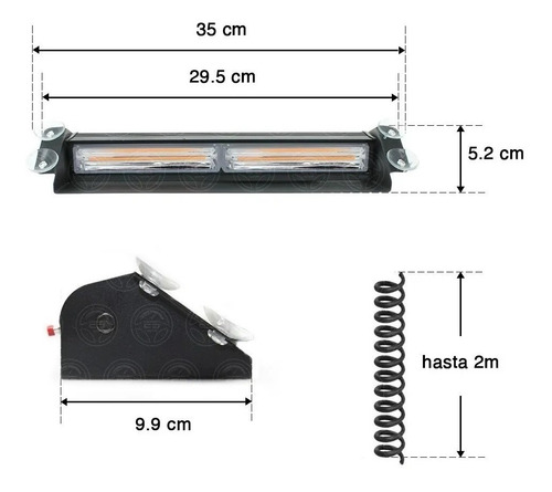 Barra Cob Codigo 2 Módulos Luz Led Roja/ Azul Estrobo Y Fija