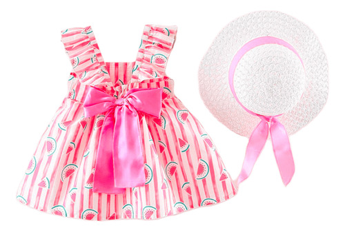 Conjunto Infantil Menina Melancia Primavera Verão Com Chapéu