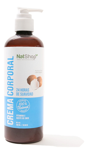 Crema Corporal De Coco Orgánico 500ml Natshop 