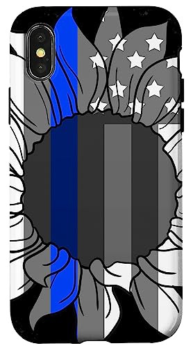 Funda Para iPhone X/xs Girasol American Flag Thin Azul Line