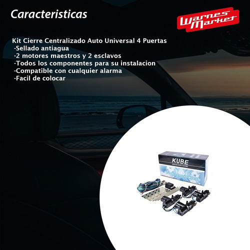 Imagen 2 de 8 de Kit Cierre Centralizado Auto Universal 4 Puertas Completo