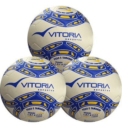 2 Bolas Futebol De Campo Oficial Vitoria  Pu + 1 Bola Brinde