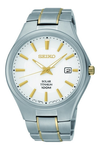 Imagen 10 de 10 de Reloj Para Hombre Solar Seiko Sne379 100m Titanio Fecha