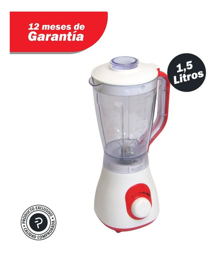 Imagen 2 de 10 de Licuadora Pektra 1.5 L 2 Velocidades Turbo Jarra De Plastico