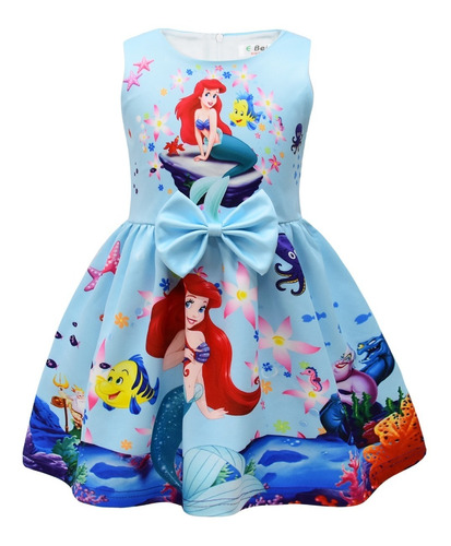 Vestido De Princesa Sirena Con Dibujos Animados Para Niñas Ariel Cosplay Fiesta De Cumpleaños Halloween