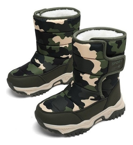 Zapatos Cálidos De Forro Polar De Camuflaje For Niños,