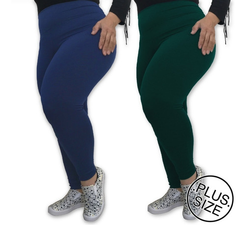 Kit 2 Leggings Plus Size Leg Basic Suplex Blogueiras